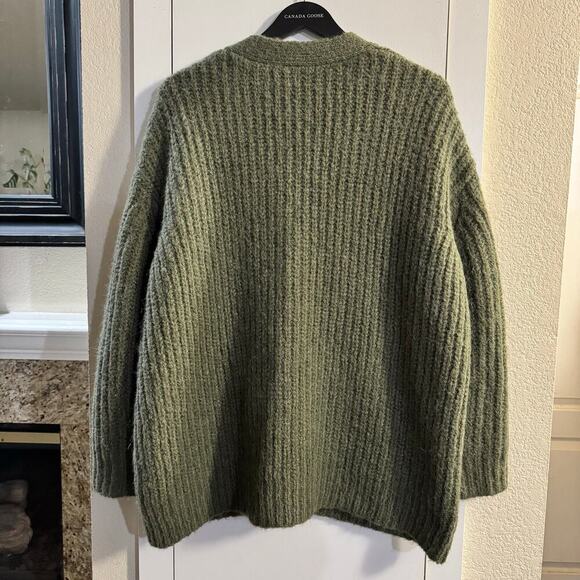 Jenni Kayne Cocoon Cardigan Alpaca Wool Blend Sweater Olive Green Size Small - Picture 5 of 7